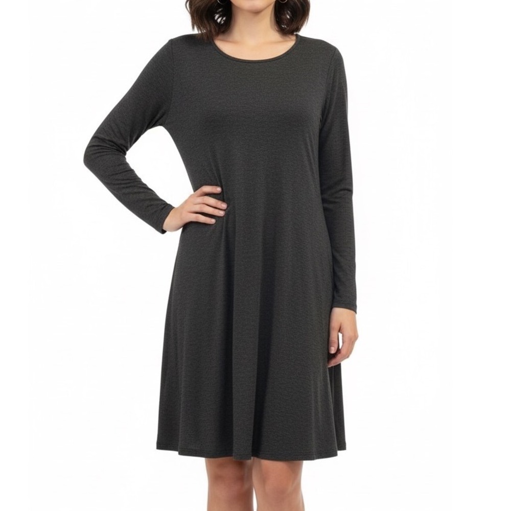 Jasmine & Juliana Dark Heather Grey Jersey Knit Long Sleeve‎ Dress Medium